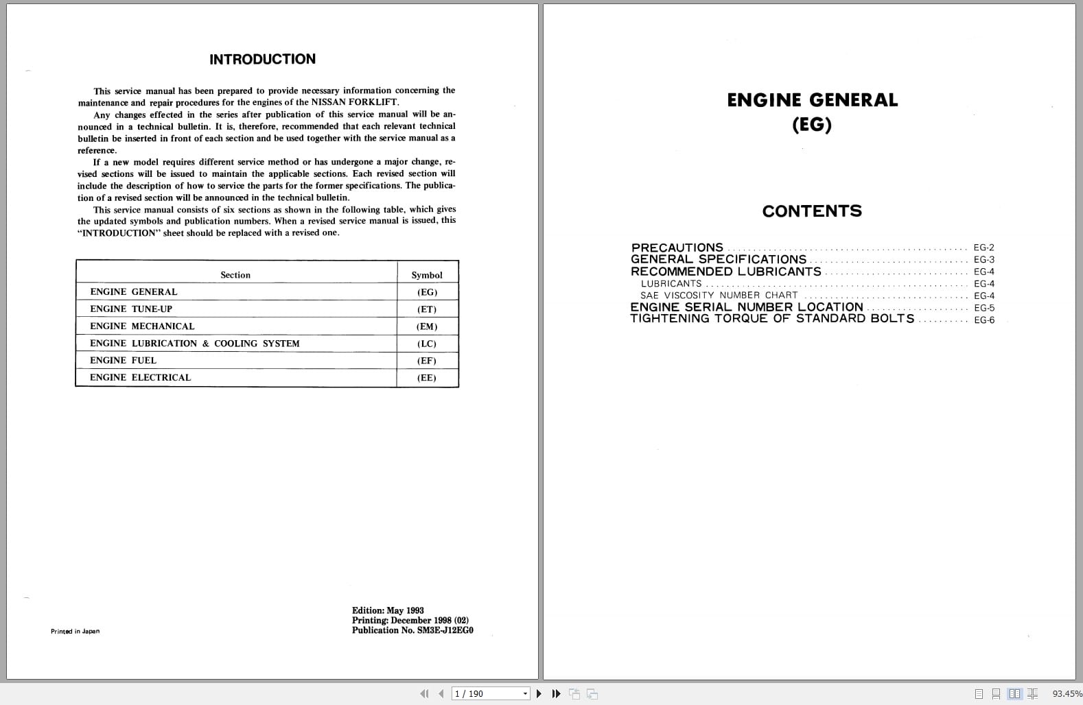 Nissan Engine TD27 BD30 For J01 J02 Series Service Manual SM3E J12EG0 (1)