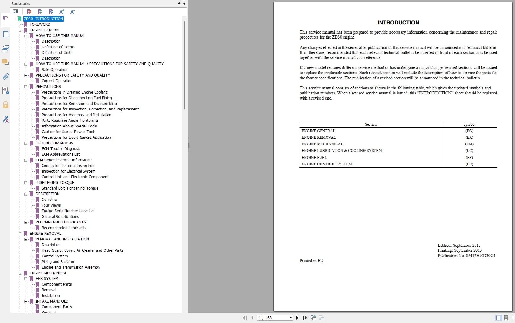 Nissan Engine ZD30 For 1F4 Series Service Manual SM12E ZD30G1 (1)