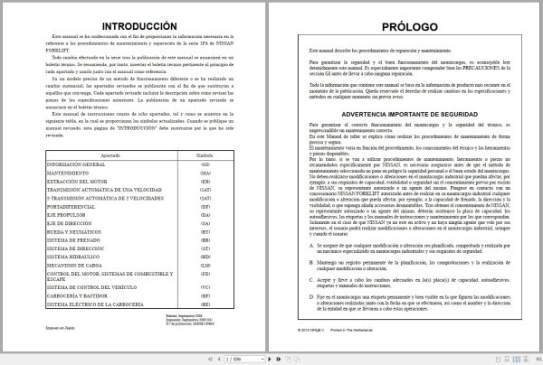 Nissan Forklift 1F4 Series Service Manual SM08E 1F4G0 ES (1) Nissan Forklift 1F4 Series Service Manual Sm08E 1F4G0 Es (1)