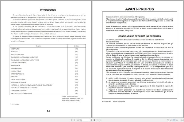 Nissan Forklift 1F4 Series Service Manual SM08E 1F4G0 FR (1) Nissan Forklift 1F4 Series Service Manual Sm08E 1F4G0 Fr (1)