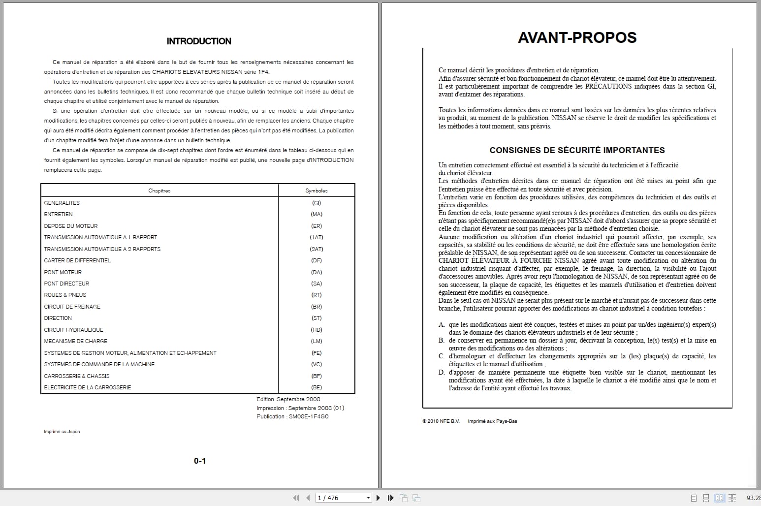 Nissan Forklift 1F4 Series Service Manual SM08E 1F4G0 FR (1)