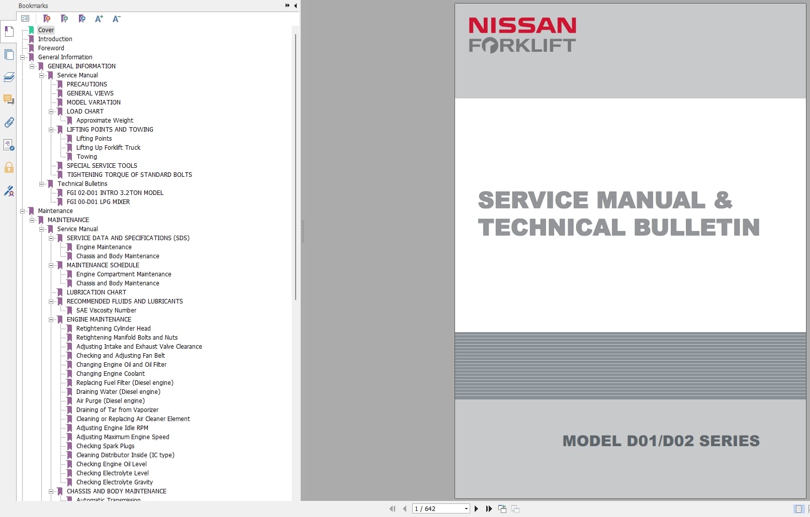 Nissan Forklift D01 D02 Series Service Manual And Technical Bulletin (1)