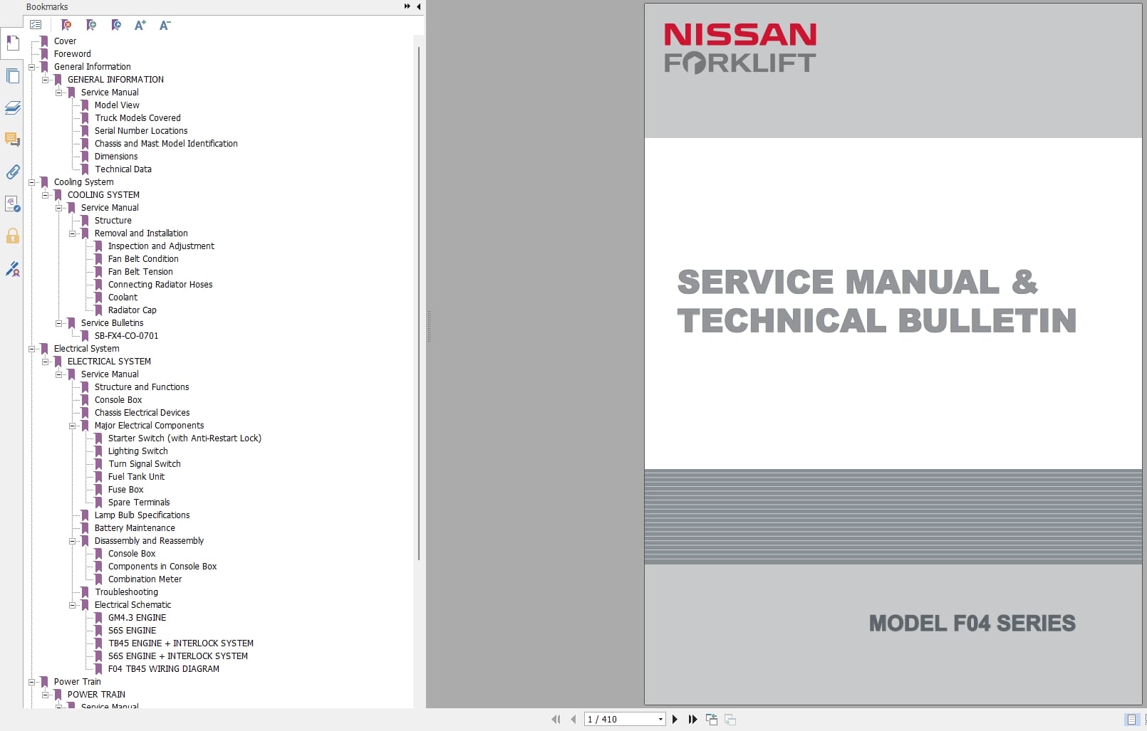 Nissan Forklift F04 Series Service Manual And Technical Bulletin (1)