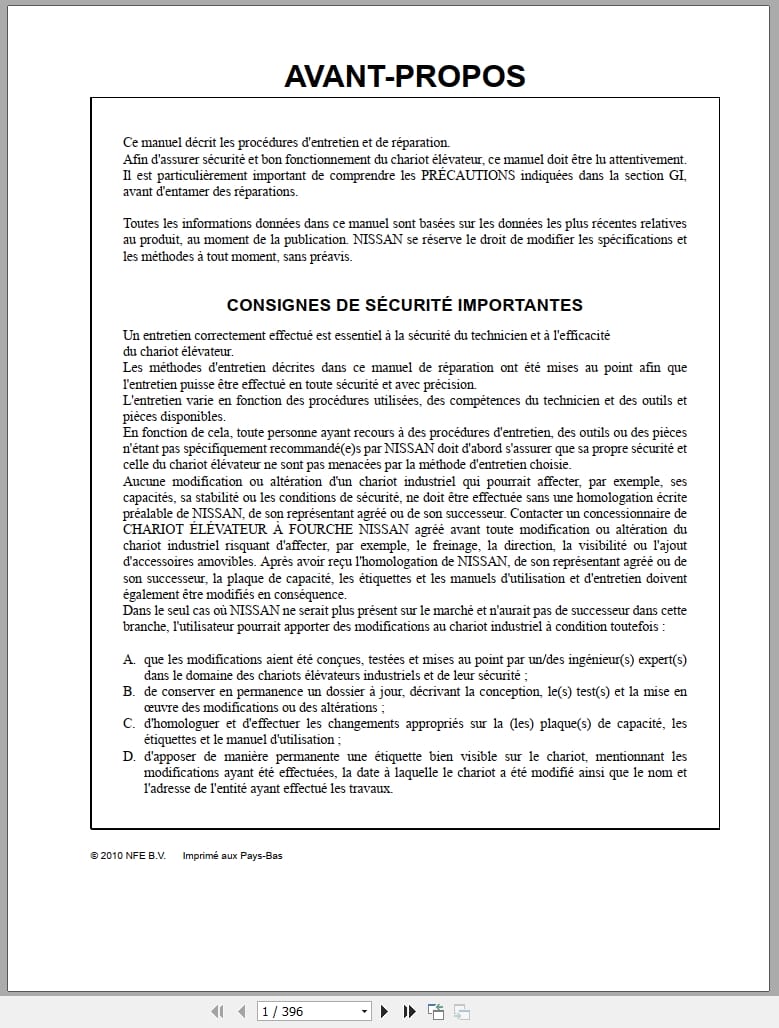 Nissan Forklift F04 Series Service Manual FR (1)