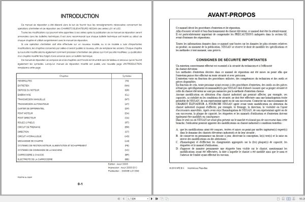 Nissan Forklift L01 L02 Series Service Manual Sm03E L012G0 Fr (1)
