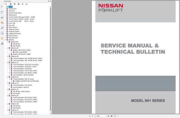 Nissan Forklift N01 Series Service Manual And Technical Bulletin (1)