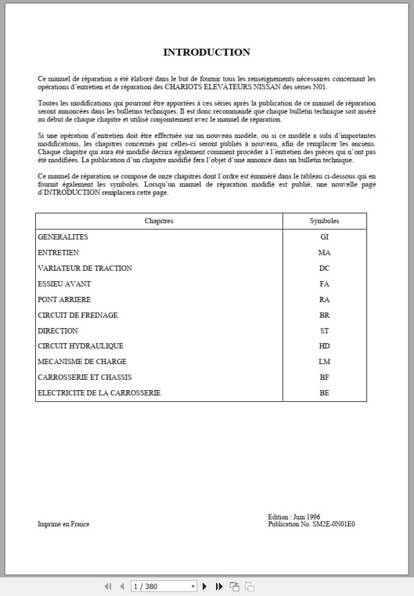 Nissan Forklift N01 Series Service Manual Sm2E 0N01E0 Fr (1)