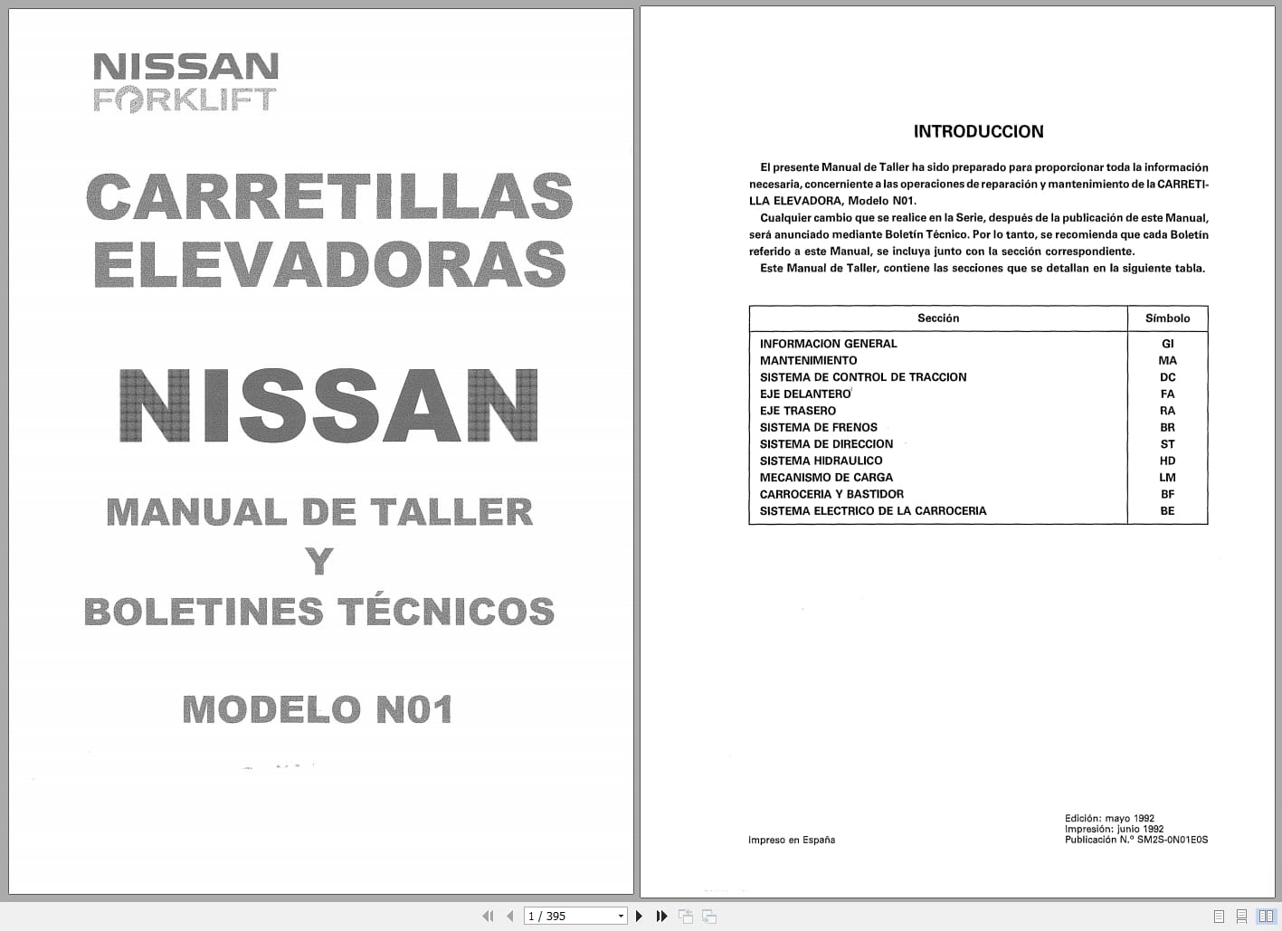 Nissan Forklift N01 Series Workshop Manual And Technical Bulletin SM2S 0N01E0S ES (1)