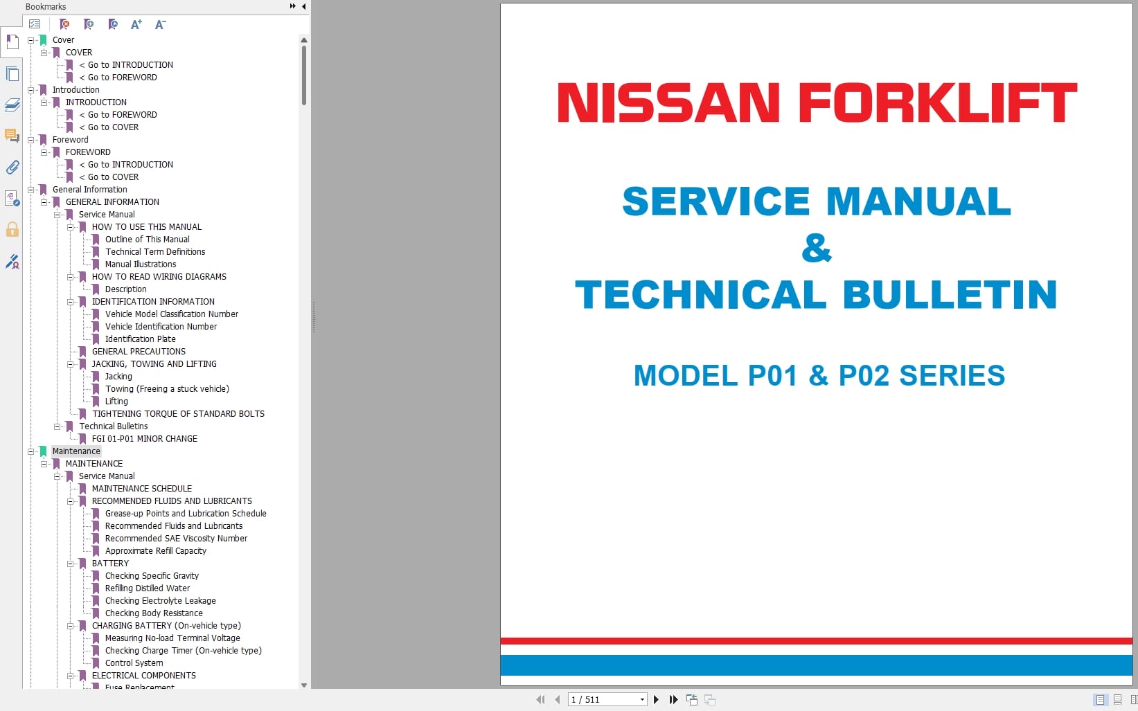 Nissan Forklift P01 P02 Series Service Manual And Technical Bulletin (1)
