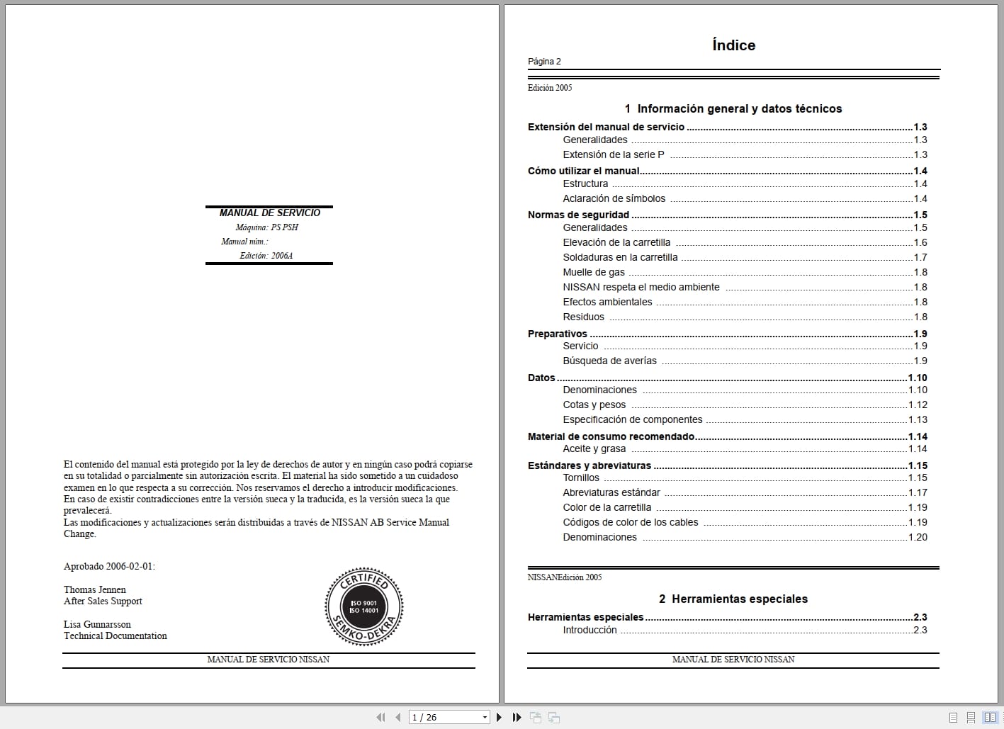 Nissan Forklift PS125 PSH160 PSH200 Service Manual ES (1)