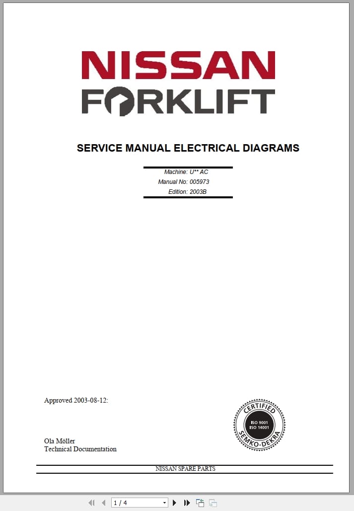 Nissan Forklift U Series AC Service Manual Electrical Diagrams 005973 (1)