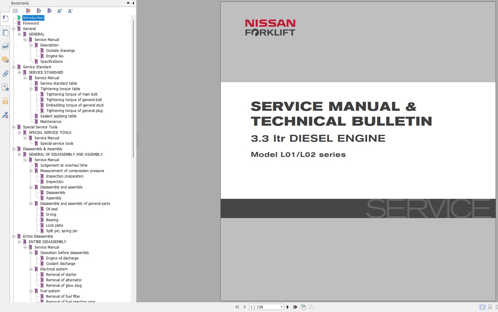 Nissan Mitsubishi Engine 2.5L 4C 3.3L 4C Service Manual And Technical Bulletin SM03E L0DG0 (1)