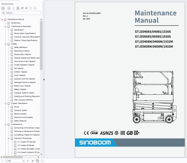 SINOBOOM Forklift Maintenance Manual Update 2025 (2)