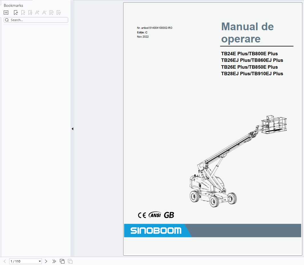 SINOBOOM Forklift Operation Manuals Multiple Language 2025 (5)