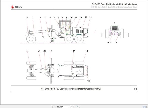 Sany Motor Grader SHG190 Parts Book 11PY20190190 (2)