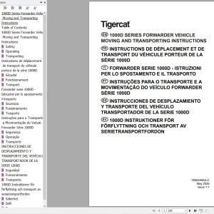 Tigercat 1000D Series Forwarder Vehicle Moving And Transporting Instructions 78502AMULC