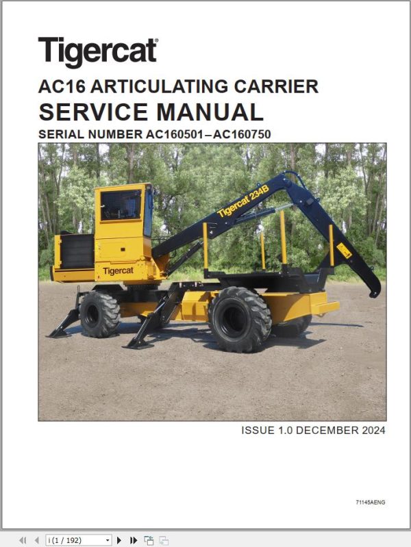 Tigercat Articulating Carrier AC16 Service Manual