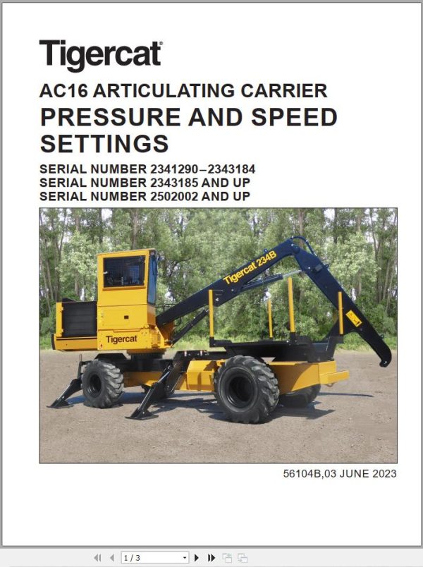 Tigercat Articulating Carrier AC16 Service Manual 1