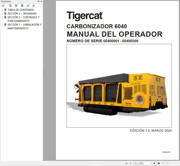 Tigercat Carbonizer 6040 Operation Manual 71822ASPA ES
