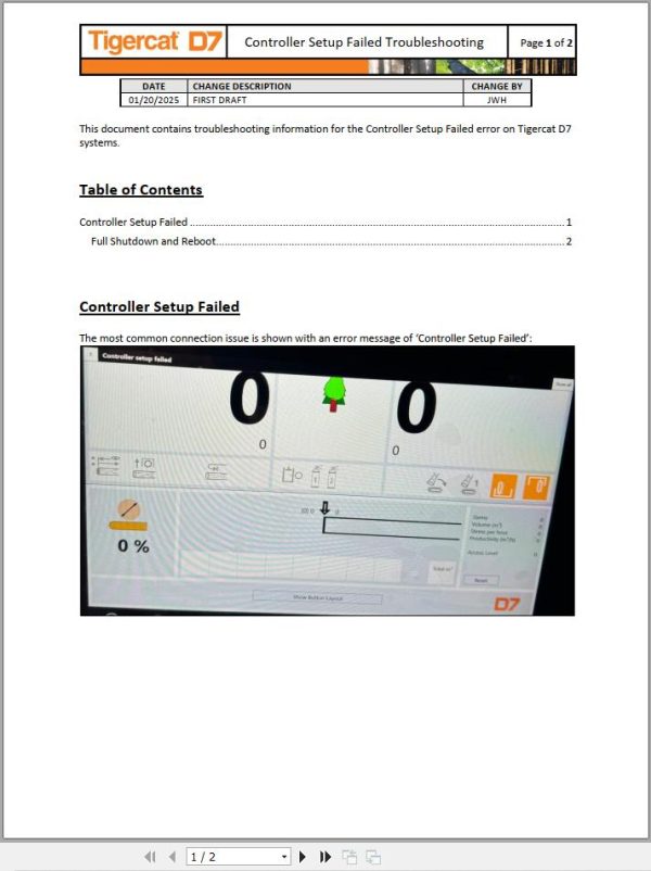 Tigercat Control System D7 Technical Manual 1