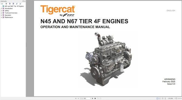 Tigercat Engine N45 And N67 Tier 4F Operation Maintenance Manual 42939AENG