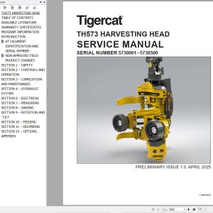 Tigercat Harvesting Head TH573 Service Manual 71286AENG