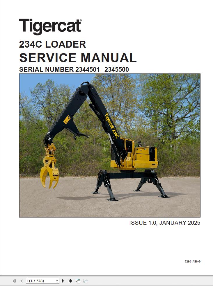 Tigercat Loader 234C Service Manual 72861AENG