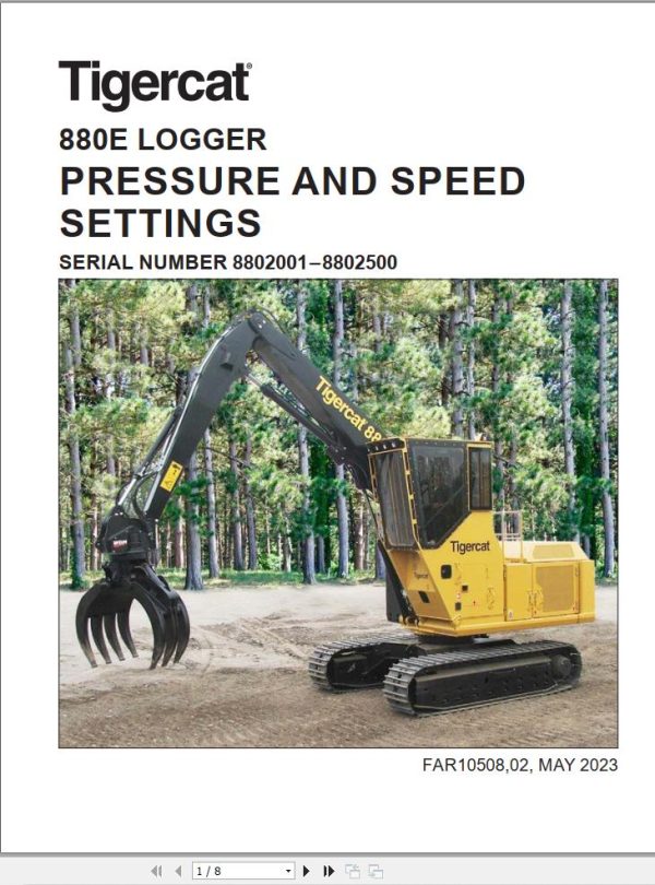 Tigercat Logger 880E Pressure And Speed Settings FAR10508