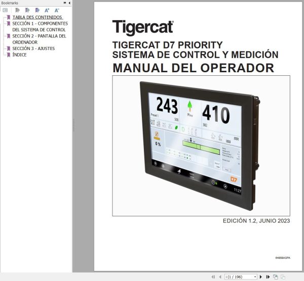 Tigercat Priority Control And Measurement System D7 Operation Manual 64858ASPA ES
