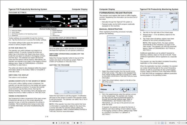Tigercat Productivity Monitoring System F30 Operation Manual 75322AENGC 1