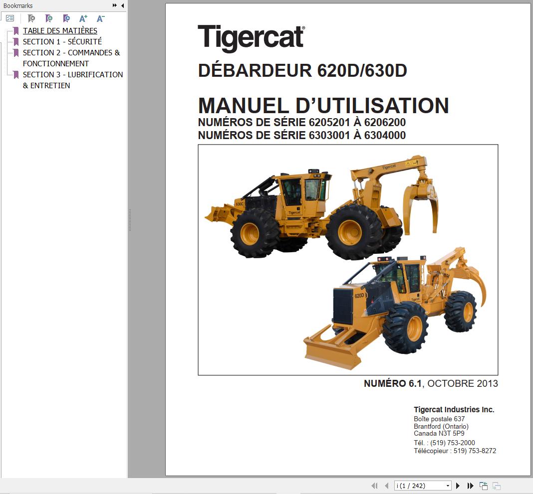 Tigercat Skidder 620D 630D Operation Manual FR