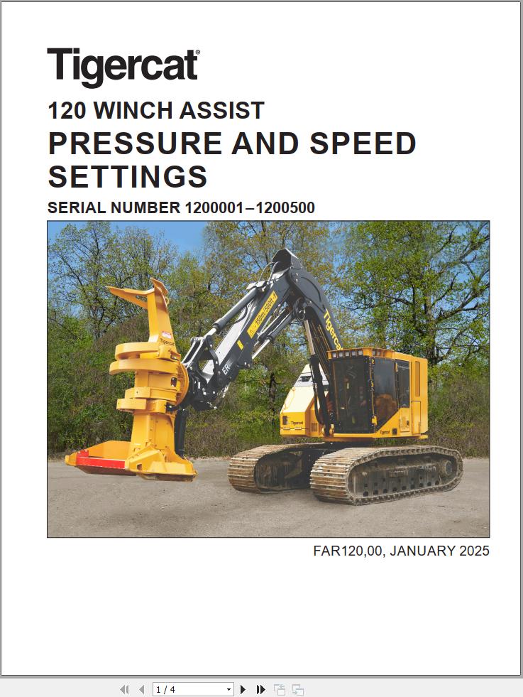 Tigercat Winch Assist 120 Pressure And Speed Settings