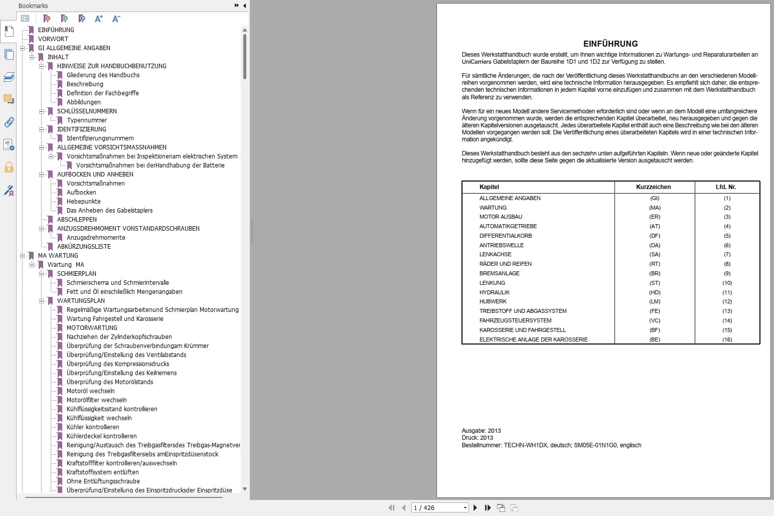 UniCarriers Forklift 1D1 1D2 Series Service Manual SM05E 01N1G0 DE (1)