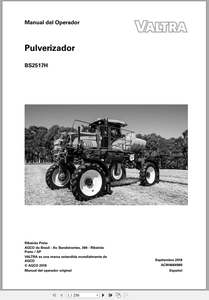 Valtra Sprayer BS2517H Class II Operators Manual ACW4664980 2018 ES (1)