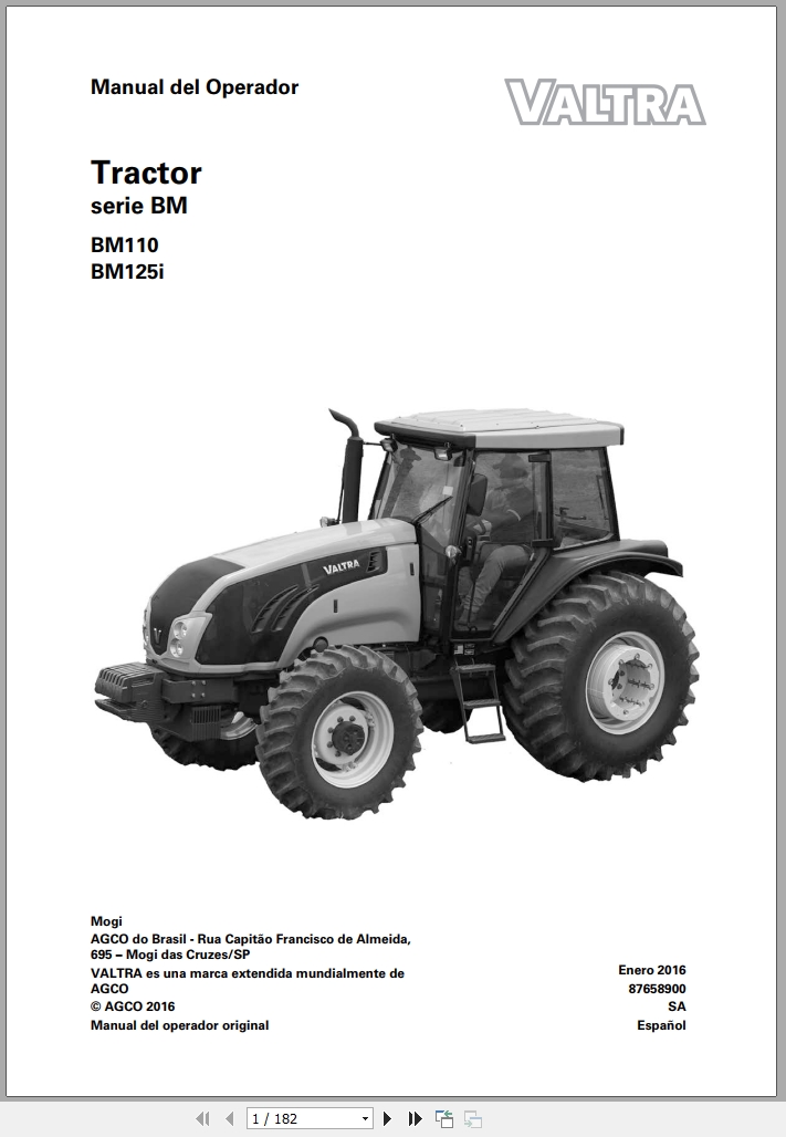 Valtra Tractor BM110 BM125i Operators Manual 87658900 2016 ES (1)