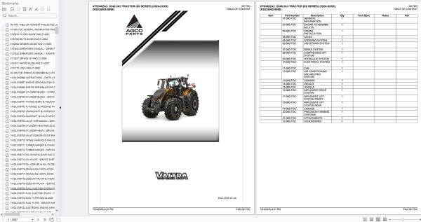Valtra Tractor S346 2A3 S6 Series 2024 XXXX RS235005 9999 Parts Catalog (1)