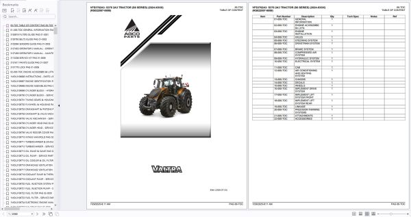 Valtra Tractor S376 2A3 S6 Series 2024 XXXX RS022007 9999 Parts Catalog (1)