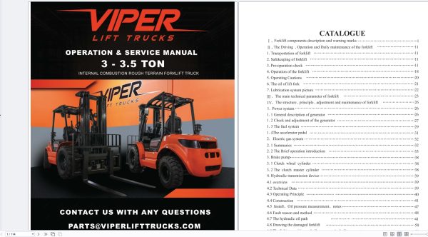Viper Forklift Operation Parts Service Manual PDF 302MB (1)