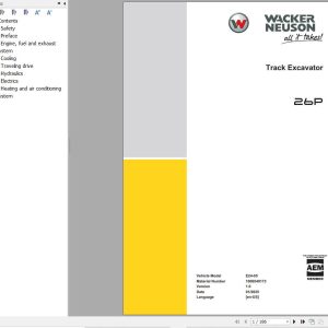 Wacker Neuson Excavator Deere 26P Parts and Repair Service Manual