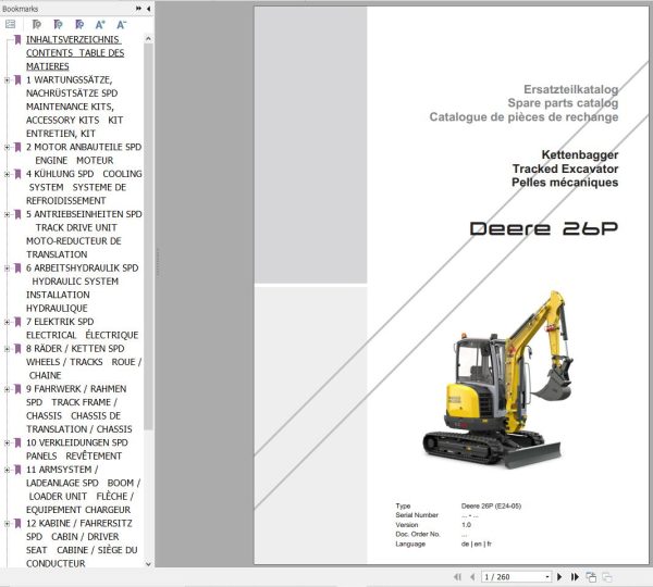 Wacker Neuson Excavator Deere 26P Parts and Repair Service Manual 1