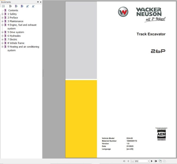 Wacker Neuson Excavator Deere 26P Repair Manual 1000549172