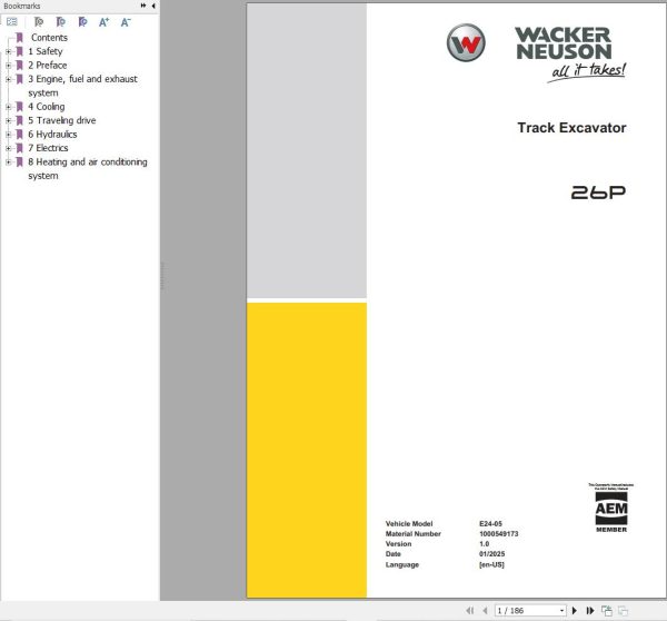 Wacker Neuson Excavator Deere 26P Service Manual 1000549173