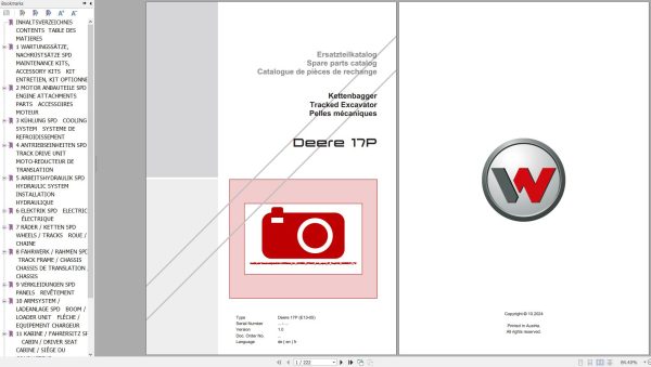 Wacker Neuson Track Excavator Deere 17P Parts Catalog