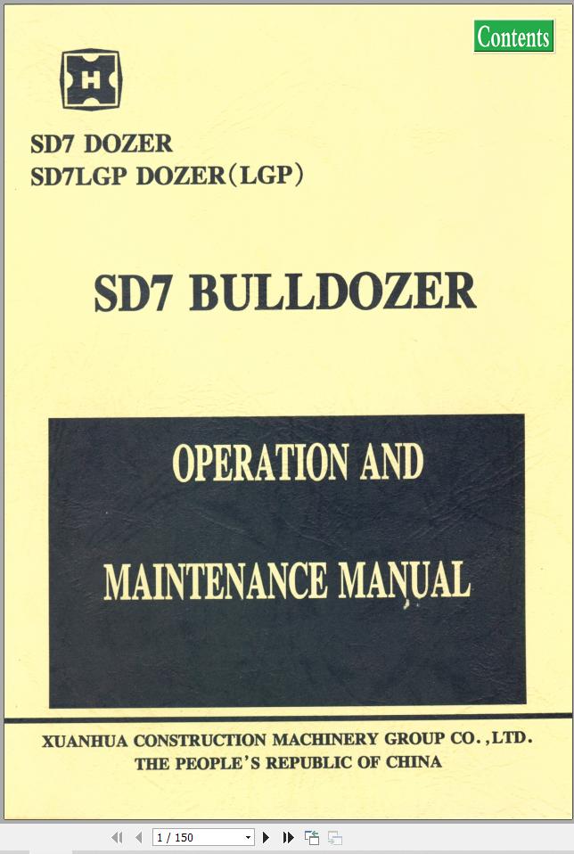 Xuanhua Bulldozer SD7 SD7LGP Operation Maintenance Manual (1)