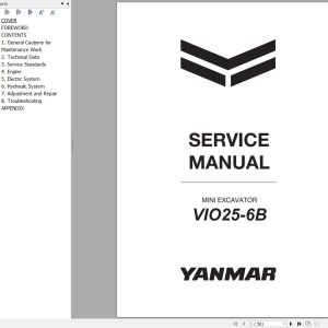 Yanmar Mini Excavator ViO25 6B Service Manual MMC29ENMA00101