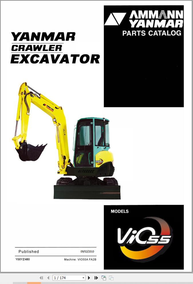 Yanmar Mini Excavator ViO55A FA2B Parts Catalog Y00YZ480