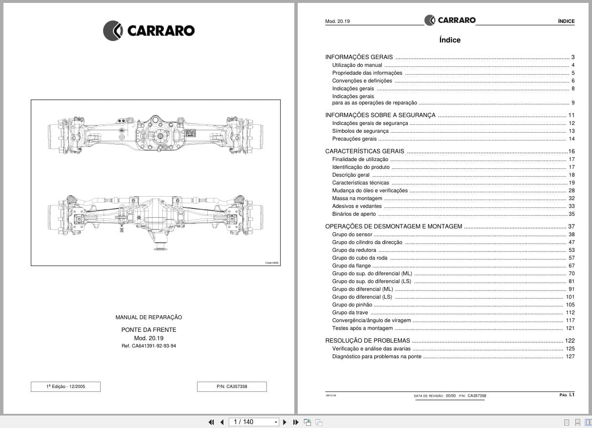 Antonio Carraro Axle 20.19 Repair Manual CA357358 2005 PT (1)