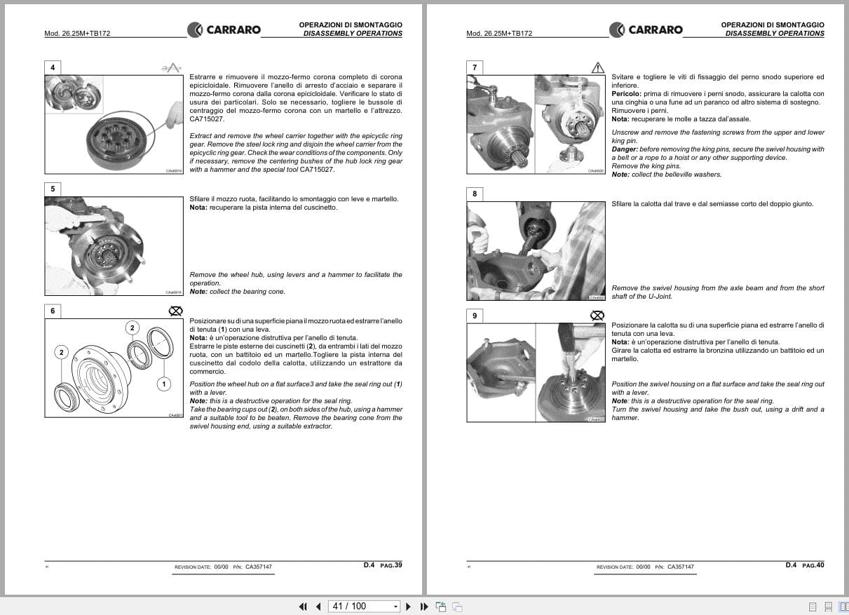 Antonio Carraro Axle 26.25M TB172 Repair Manual CA357147 2001 IT EN (2)