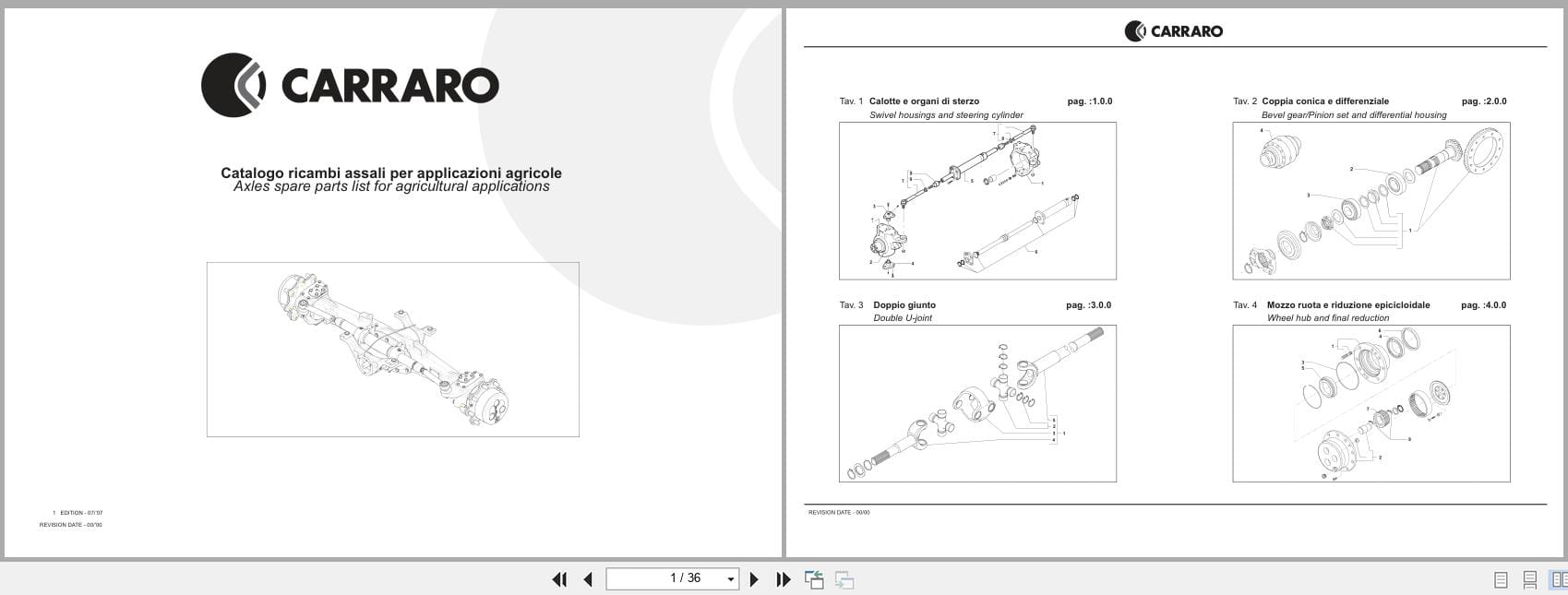 Antonio Carraro Axles Spare Parts List EN IT (1)