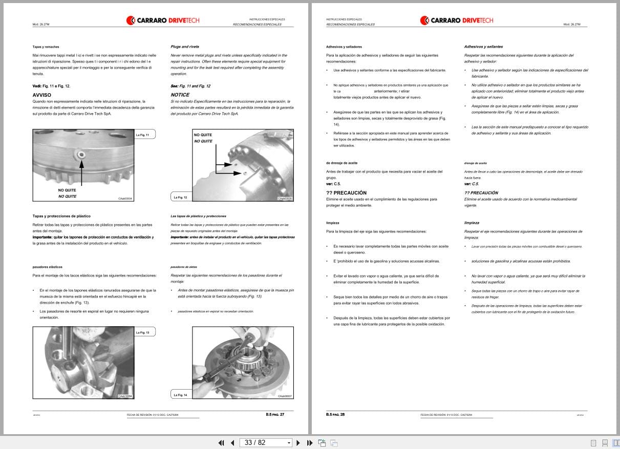 Antonio Carraro Front Rear Axle 26.27M Repair Manual CA270294 2013 ES (2)